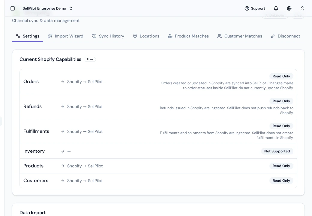 Sync status — Connect Shopify
