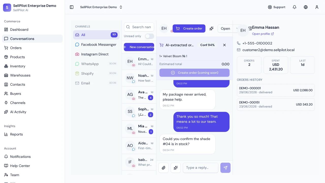 Open conversation — Unified Inbox