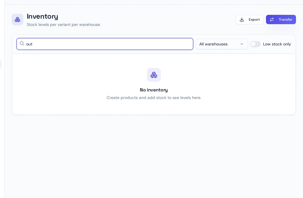 Out of stock — Inventory Overview