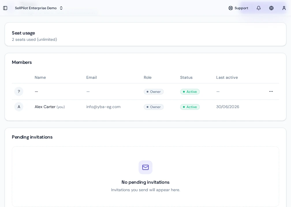 Invite form — Invite Teammates